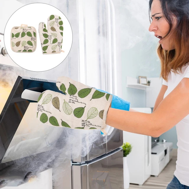 4 un. guantes a prueba de calor con soporte para ollas de algodón para barbacoa sin soporte para ollas