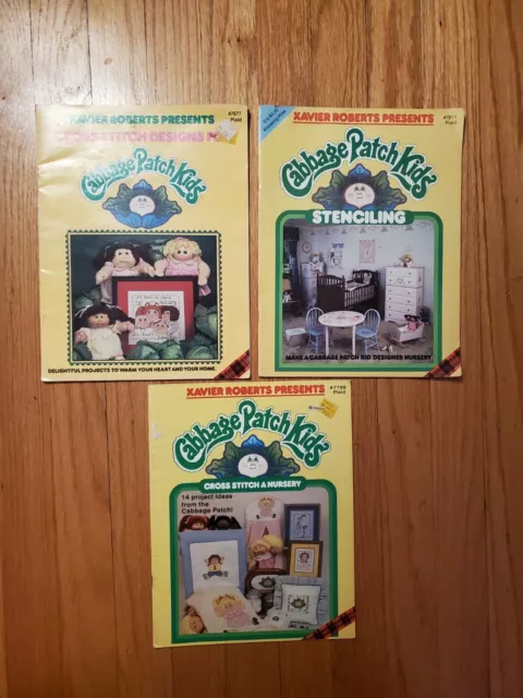 Libros para niños de colección Cabbage Patch - 2 libros de punto de cruz y 1 de plantilla