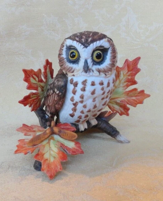 Lenox Fine Porcelain Saw Whet Owl on Maple Garden  Bird Collection Figurine