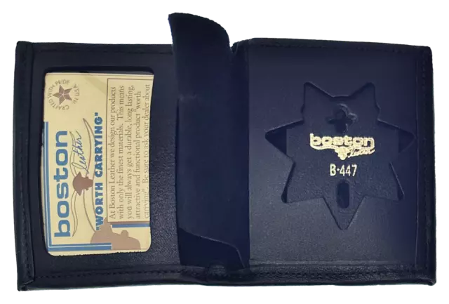 BOSTON LEATHER BOOK STYLE BADGE WALLET: 7 Point Star Cutout (150-S-7003)