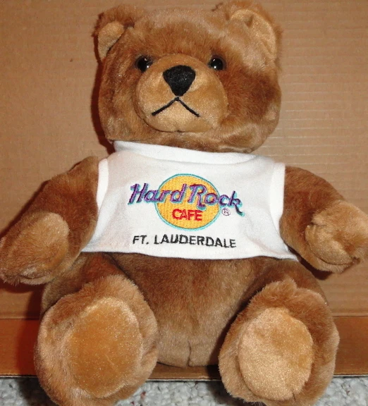 Hard Rock Café Fort Lauderdale 1999 Classique Nounours Ours W / Fluo Hrc Logo