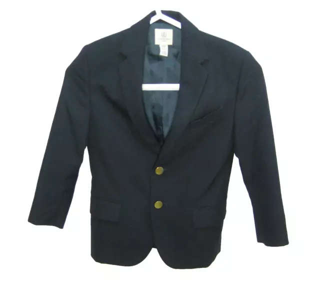 LAND'S END Boy's (Size 6) Navy Blue 2 Button Wool Blazer School Uniform Jacket