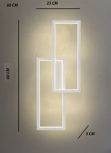 Applique Lampada da parete per interni luce muro a LED 32W moderna Rettangoli 3