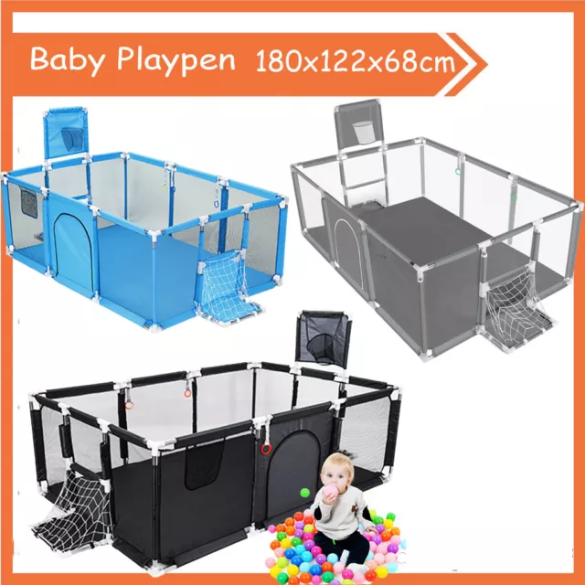 Baby Kids Playpen Foldable Mat Play Pen 12 Panel Interactive Safety Game Fence