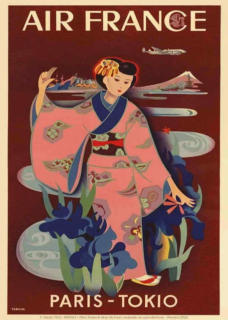 Affiche Air France Paris New York 1951 - Réédition 50x70 Cm - Poster Vintage