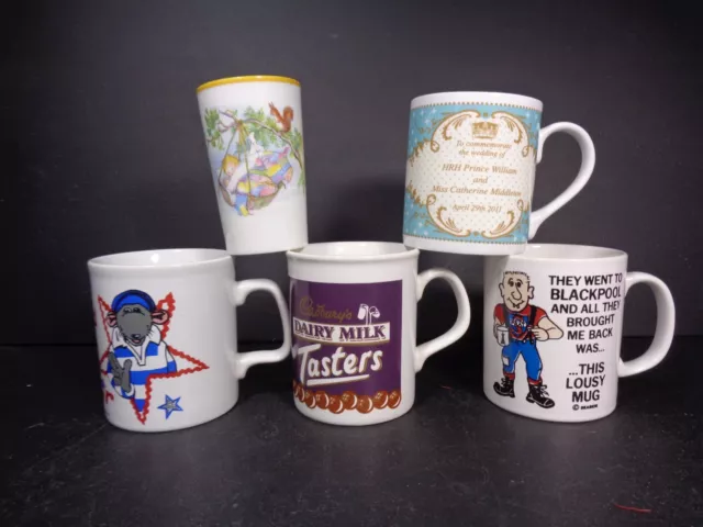 Vintage Mugs Roland Rat 1984, Cadburys Tasters, Aynsley Nursery Rhyme, Blackpool