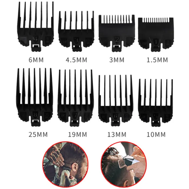 8Pcs Universal Hair Clipper Cutting Limit Comb Guide Attachment Replacement  ML