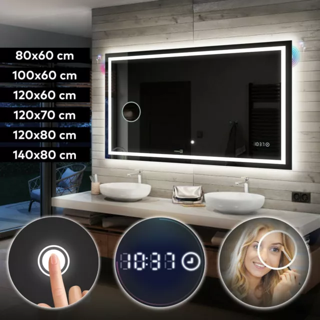 Moderne Miroir Salle De Bain Lumineux LED Illumination INTERRUPTEUR | BLUETOOTH