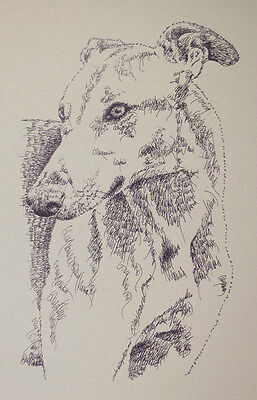 Greyhound dog art portrait drawing two PRINT 50 Kline adds dog's name free. GIFT
