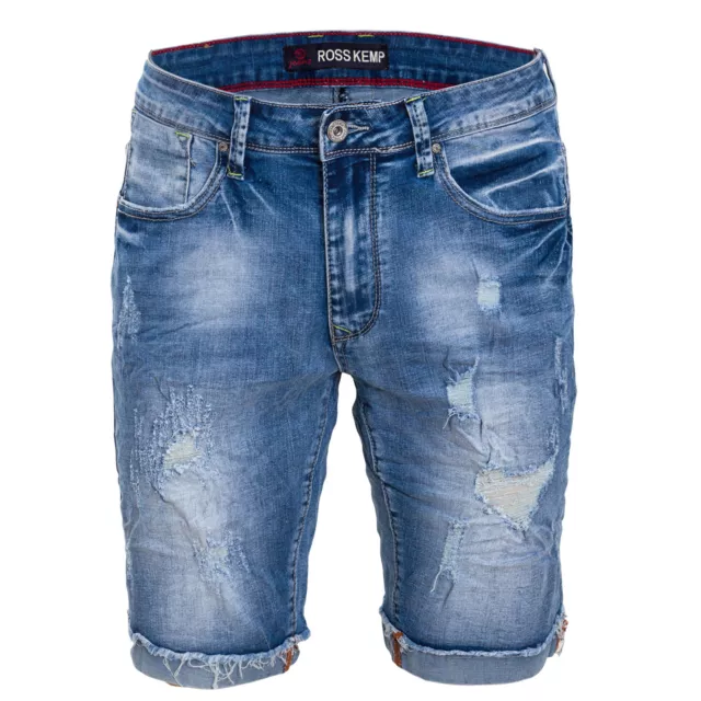 BERMUDA HOMME JEANS Court en Jeans D chir Short Avec D chirures