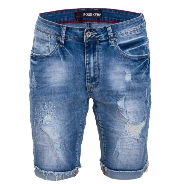 Bermuda uomo jeans corto denim strappato pantaloncini con strappi casual T386