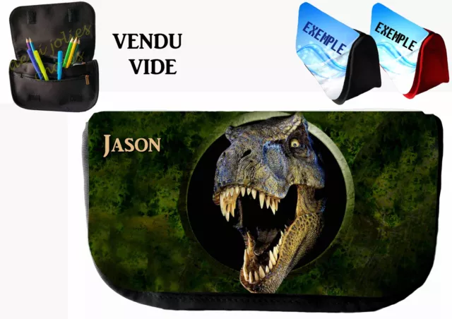 trousse ou pochette à rabat dinosaure personnalisée prénom réf 46