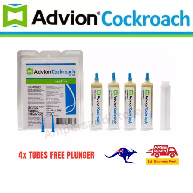 Genuine Syngenta Advion Cockroach Gel German Roach 4 x 30g tubes - SYDNEY STOCK