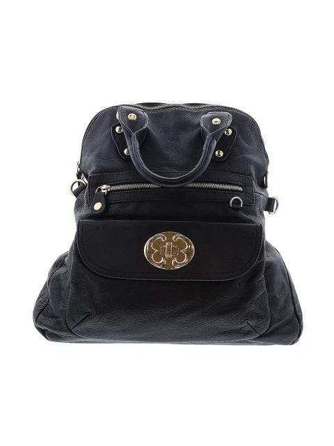 Emma Fox Women Black Leather Satchel One Size