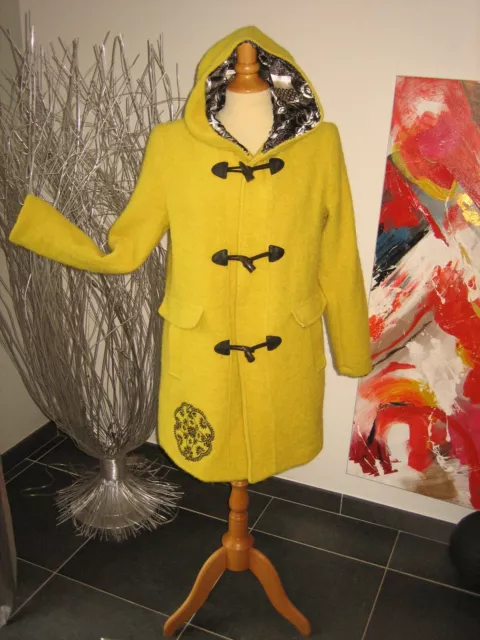 Manteau Laine  Jaune Yellow Wool Coat Collection Desigual  Xl 42 44 Uk Xl 14 16