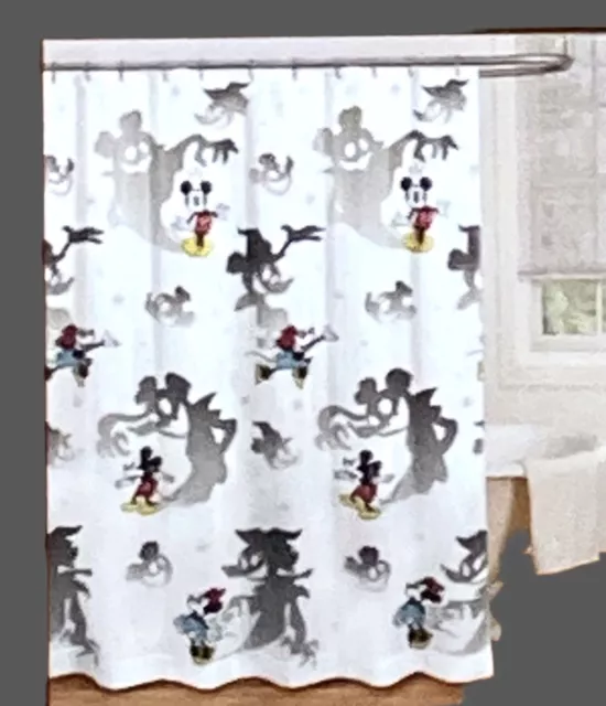 Disney Mickey & Minnie Mouse Halloween Haunted Ghosts Fabric Fall Shower Curtain