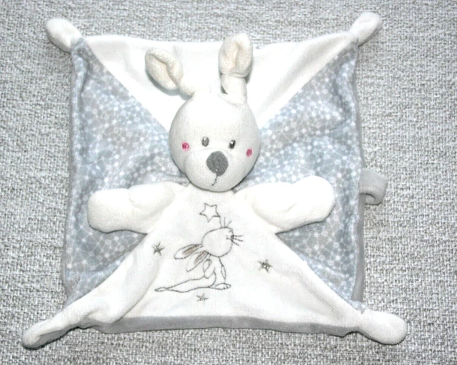 Simba Toys Doudou Lapin Plat Blanc Gris Etoile Argente Kom9
