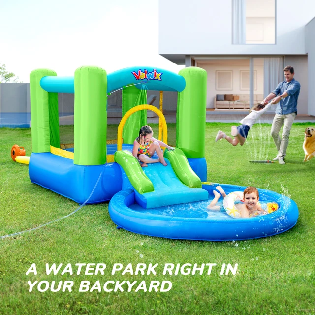 Inflatable Bounce House Basketball Hoop Blower Jump Bounce water slide Pool Kids