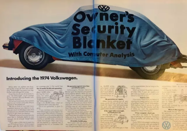 1974 Vintage Volkswagen Beetle Bug original color ad
