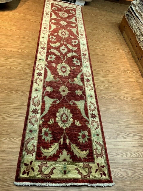 _12_FT._HALL_RUNNER_ Hand-knotted Dark Red Color Wool area rug Traditional