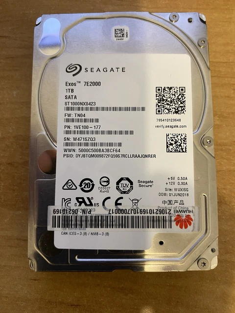 Disque Dur Interne Seagate EXOS 7E2 - 1 To - Réf 2F2100-003 - Neuf Pour Bureau