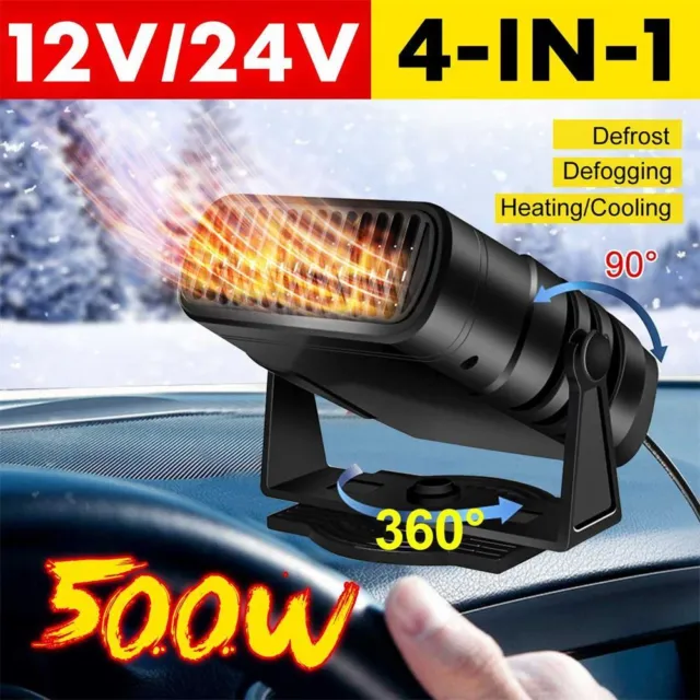 Car Heater Windshield Defogger and Defroster 360° Rotatable Auto Window  Defroster 2 In 1 Fast Heating and Cooling Fan Reusable Car Defogger with  LED Light for Car SUV Trucks Camping 