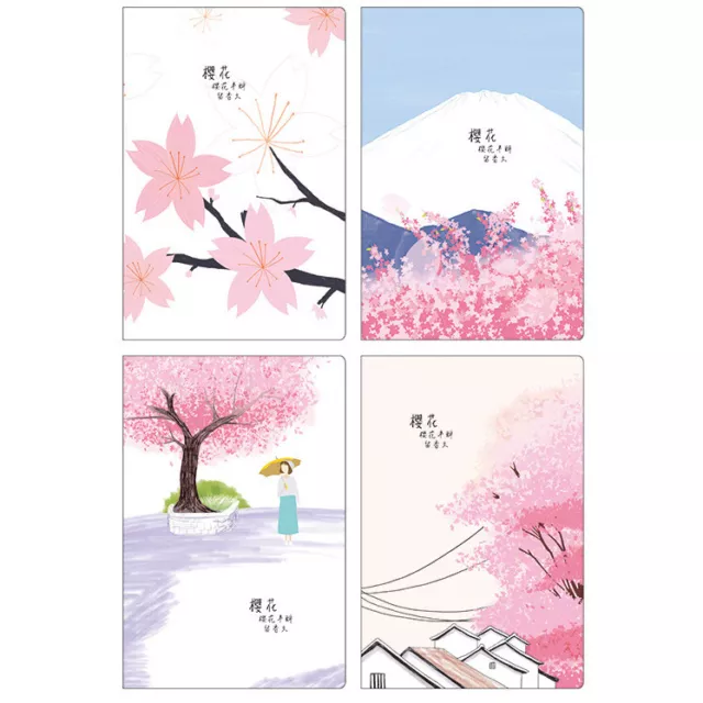 Japanese Style Pink Cherry Blossom Flowers Cats Cute A5 Floral  Notebooks