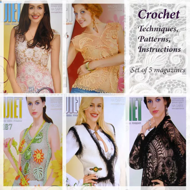 Crochet: techniques patterns Set of 5 Ukrainian russian Magazines Duplet 185-189