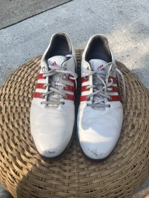 ADIDAS BOOST360 GOLF Shoes, White w/Red Stripes, F33625, Mens 11.5 $25. ...