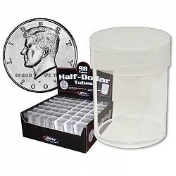 BCW Coin Tubes - Half Dollar - Case