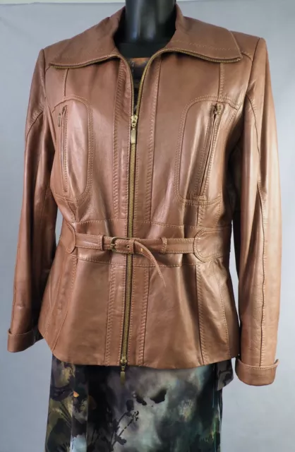 Damen Lammnappajacke „Biba“, Gr. 42, cognac, getragen