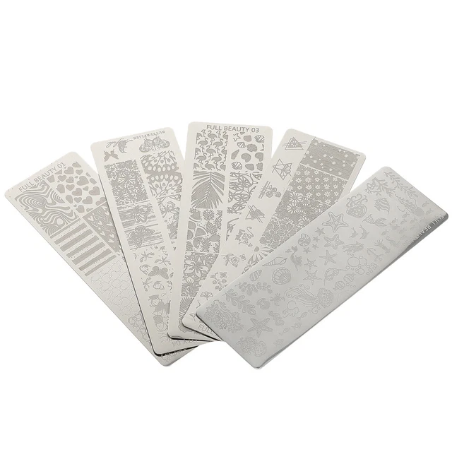 5 Pcs Nail Art Stamps Stencils Nail Transfer Printing Plate Vintage Stamps Die