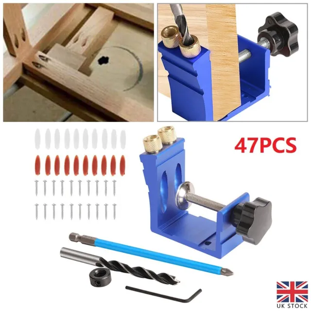 Pocket Hole Jig Kit Dowel Drill Joinery Screw Carpenters Woodwork Angle Tool New