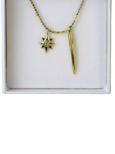 Logan Hallowell Loki Horn & Moonstone Star Charm 18k Gold Necklace Pendant Thor 3