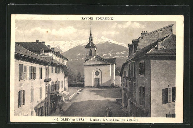 CPA Gresy-sur-Isere, The Church and the Great Arc