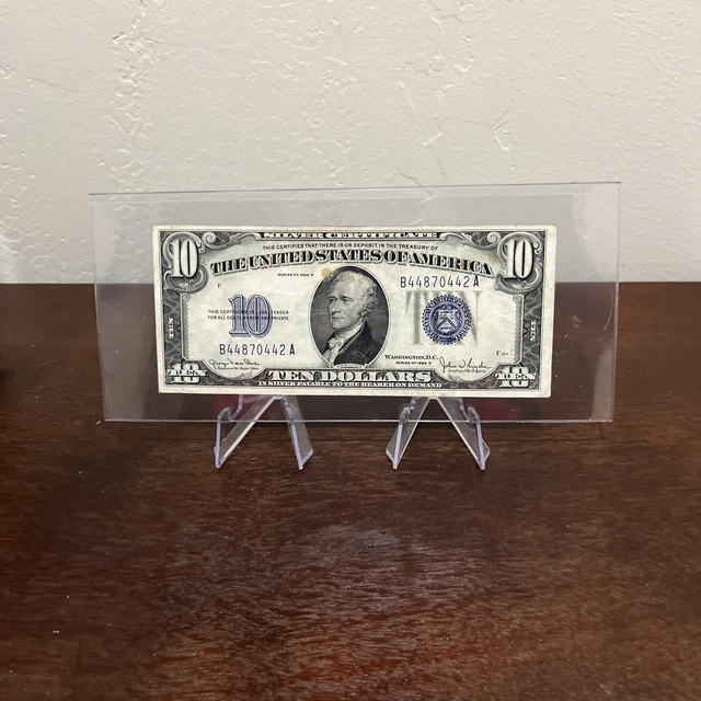 1934 D $10 Ten Dollar Silver Certificate Blue Seal ~Sleeve ~Ships Free