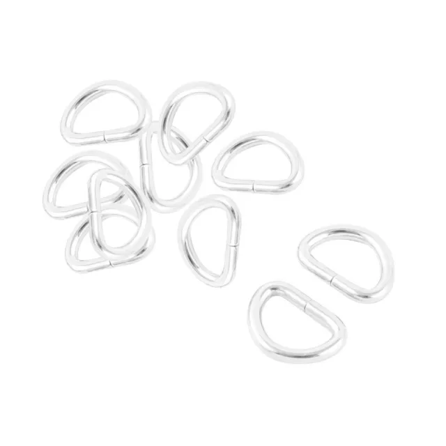 Bag Metal D Shaped Strap Belt Connecting Loop Ring Buckle Silver Tone 10 Pcs