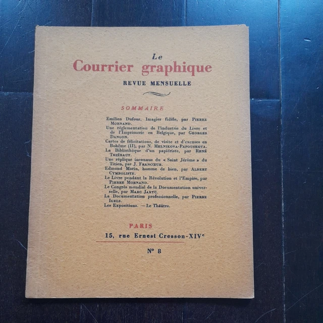 Le Courrier Graphique Revue Des Arts Graphiques N° 8 1937