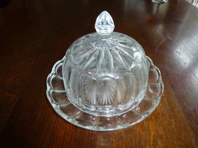 Magnifique Cloche à Fromages Vintage Avec Plateau Cristal – Transparent
