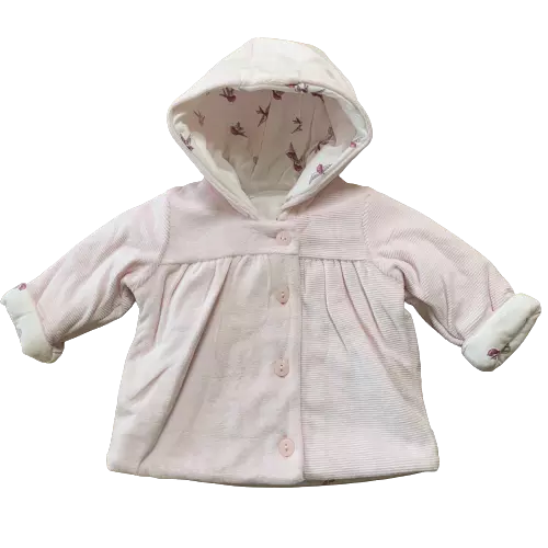 Baby Girls Jacket Pink Bird Hooded Lined Coat Age Newborn - 1 Month Ex M&S