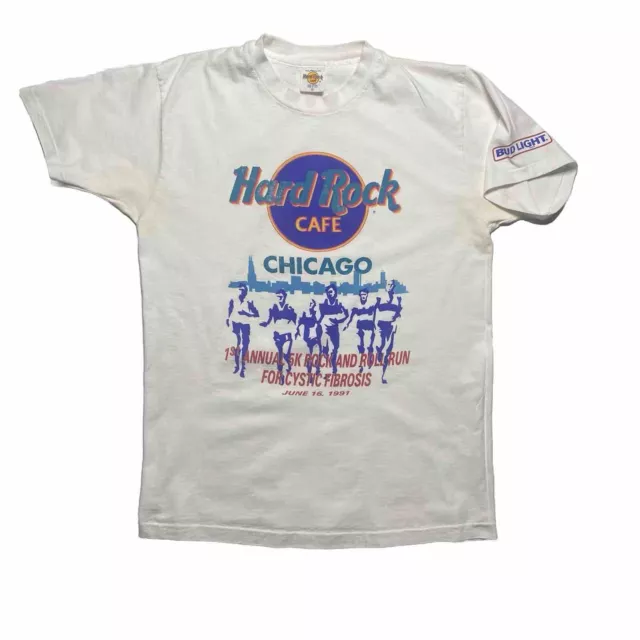 VINTAGE Hard Rock Cafe Shirt Large Adult White Chicago 1991