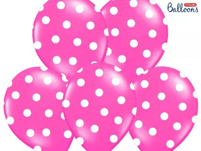 6 PALLONCINI lattice 30 cm FUXIA POIS BIANCHI decorazione compleanno 0F69