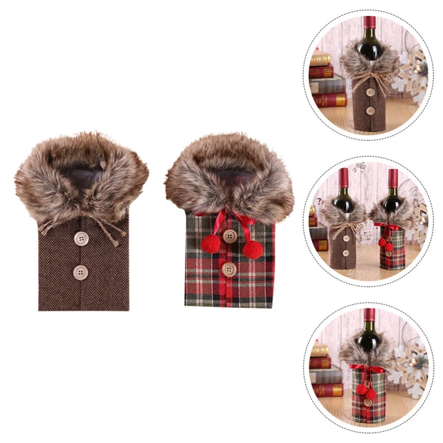 2 fundas de botella de vino para festival de Navidad bolsas de vino regalo de Navidad para vino