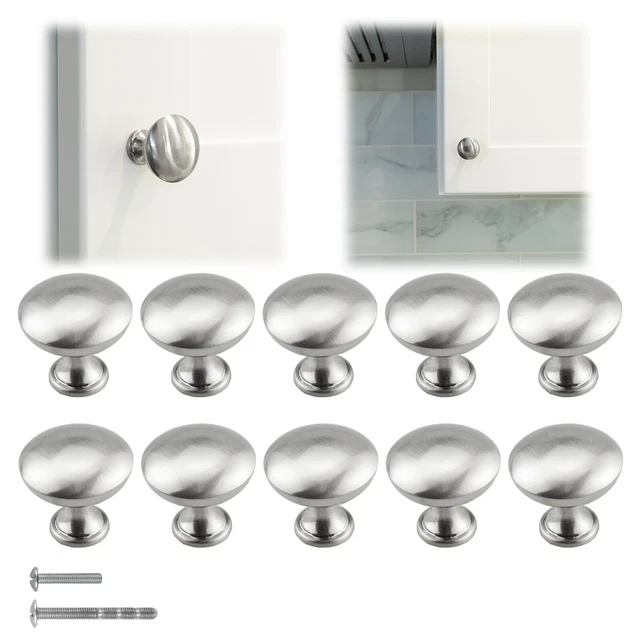 10 Packs Mushroom Knob Brushed Satin Nickel Kitchen Cabinet Pull Hardware Closet