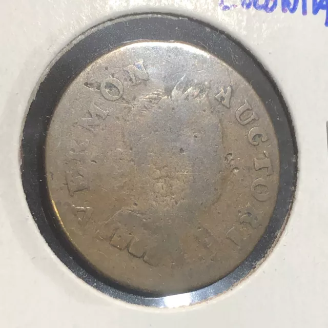 1788 Vermont Colonial Copper Coin Nice Chocolate Brown Patina