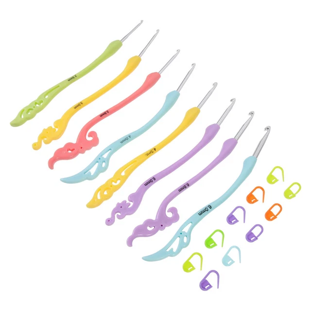 8 piezas ganchos de ganchillo ergonómicos agarre flexible agujas de ganchillo herramientas gancho de ganchillo