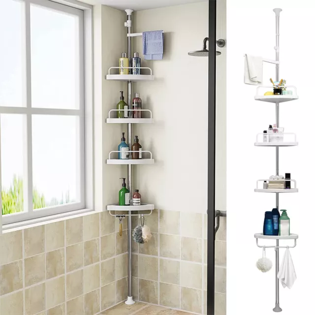 4 Tier Telescopic Bathroom Wall Corner Shelf Rack Shower Caddy Storage Organizer