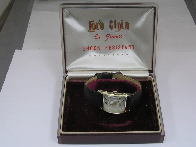 Vintage Lord Elgin Randell Watch Atomic Dial 1950's w/ Inner Box Cal 713 21 j