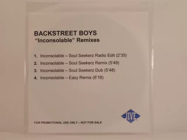 BACKSTREET BOYS INCONSOLABLE - REMIXES (H1) 4 Track Promo CD Single White Sleeve