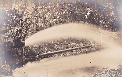 Rare Old Real Photo Rppc Saratoga Fl Postcard Running Water Well In Woods